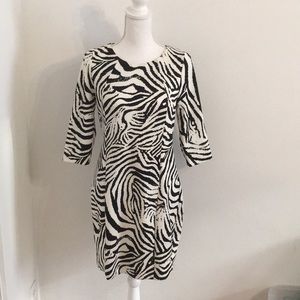 Zebra animal print 3/4 sleeve  body con shift dress